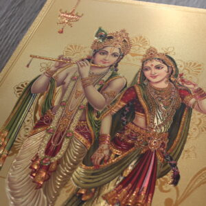 Sri Sri Radhe Shyam - Lámina dorada de la India A4