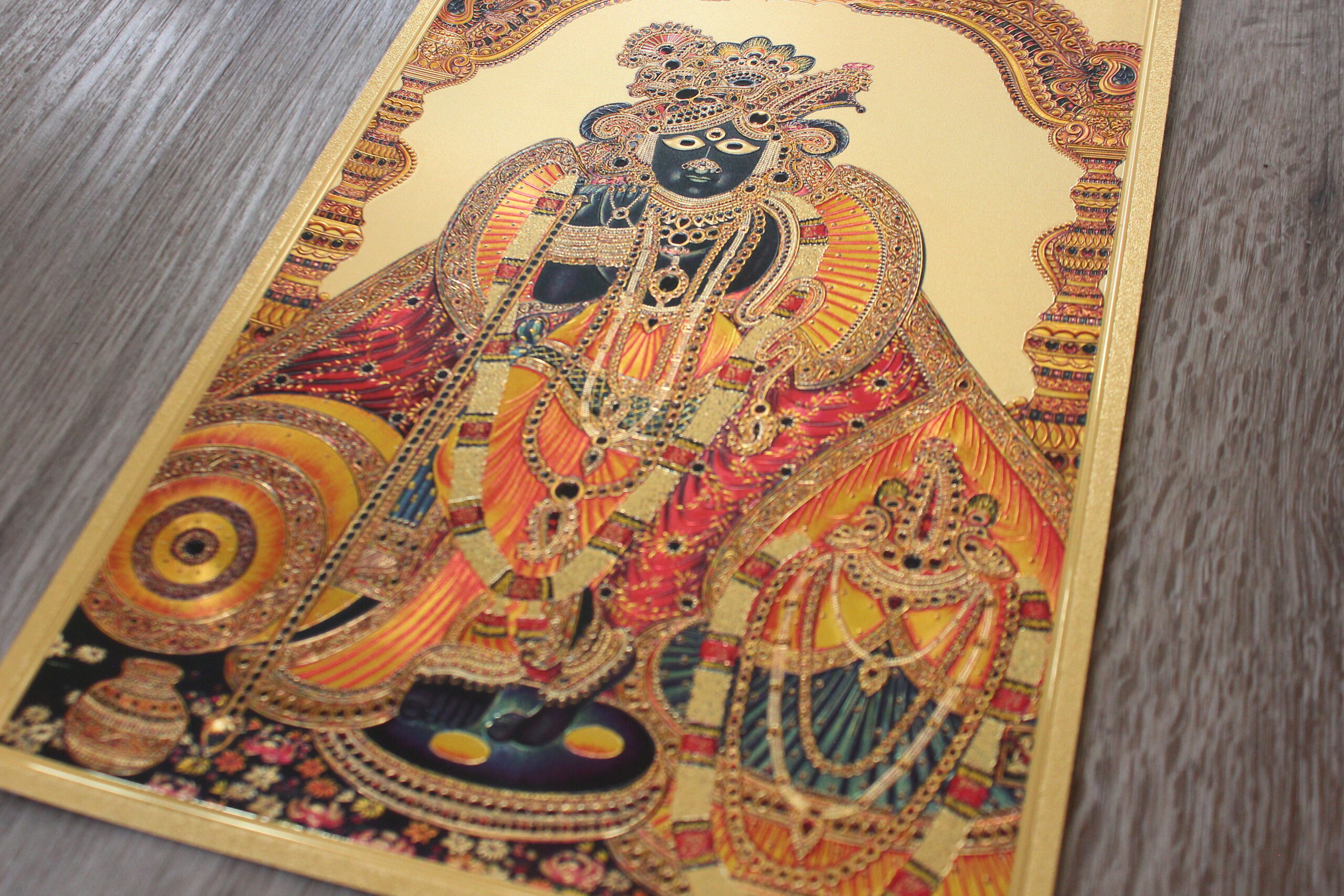Sri Banke Bihari - Lámina dorada de la India A4