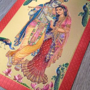 Sri Sri Radha Gopinath - Lámina dorada de la India A4