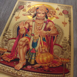 Sri Panchmukhi Hanuman - Lámina dorada de la India A4