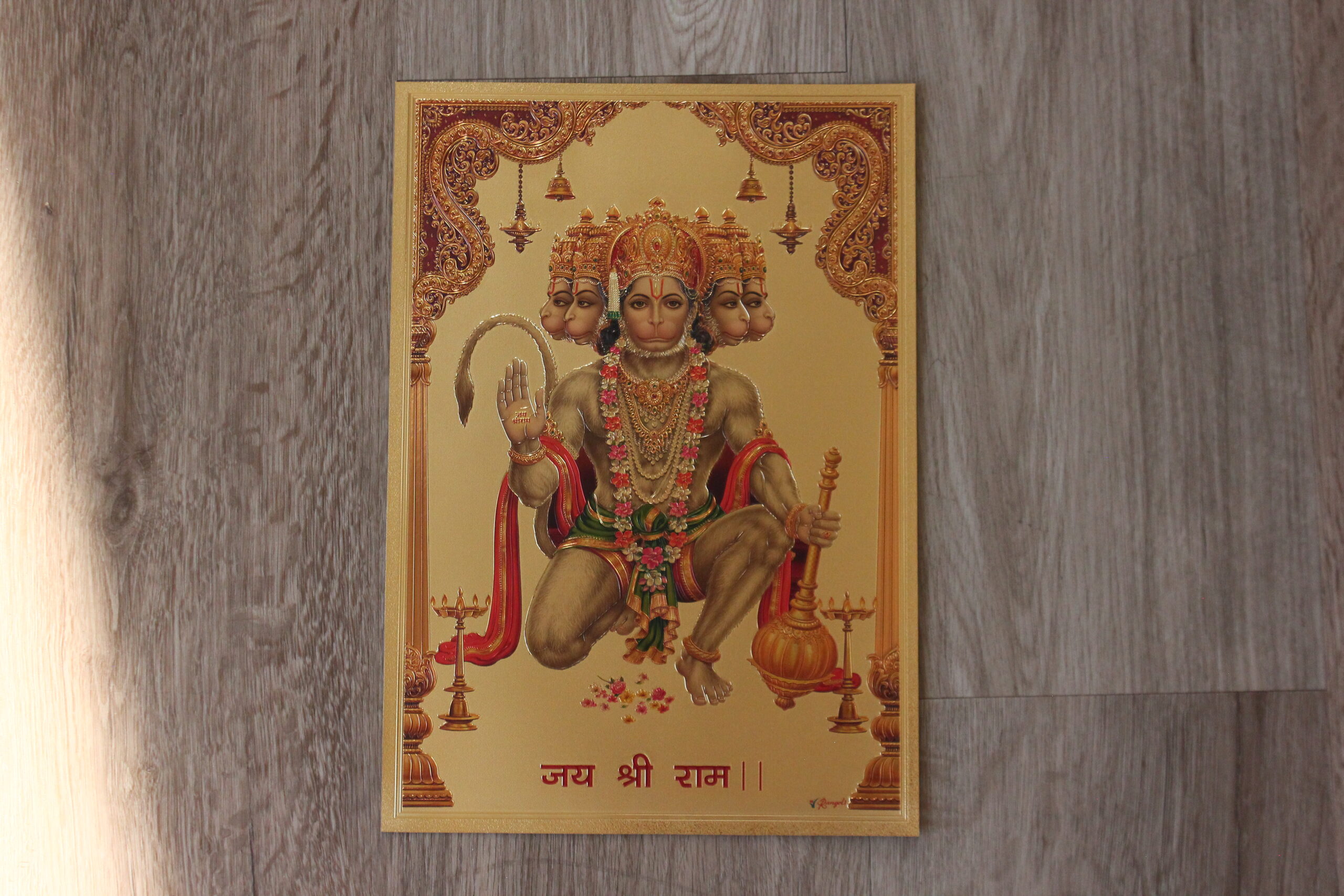 Sri Hanuman Bajrang Bali - Lámina dorada de la India A4 - Imagen 2
