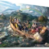 Lienzo 120x80 de Sri Sri Krishna, Radha y las Gopis - Viaje en Barco - Imagen 2