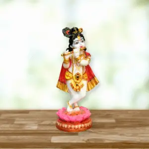 Sri Sri Krishna murti con flauta de resina