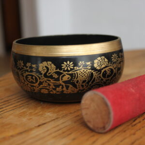 Cuenco tibetano Ashta Dhatu (ocho metales) 9 cm con palillo